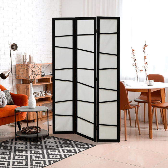 Biombo de 3 Paneles Divisor de Habitación Plegable 120x170 cm Separador de Ambientes de Madera Decoración para Oficina Dormitorio Salón Negro y Blanco