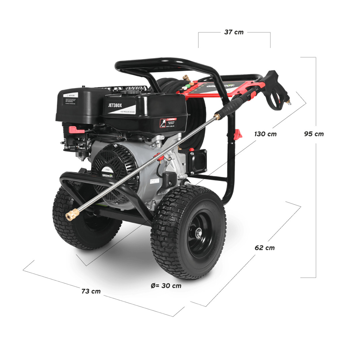 Hidrolimpiadora con motor gasolina 4 tiempos de 210cc 8cv - Greencut JET380X