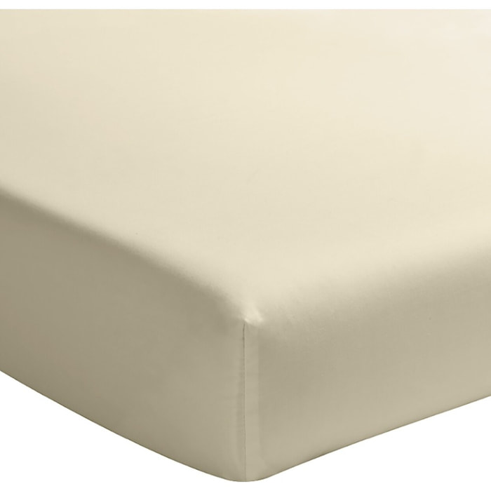 Drap Housse - Bonnet 30cm 100% Percale De Coton Lavé écru