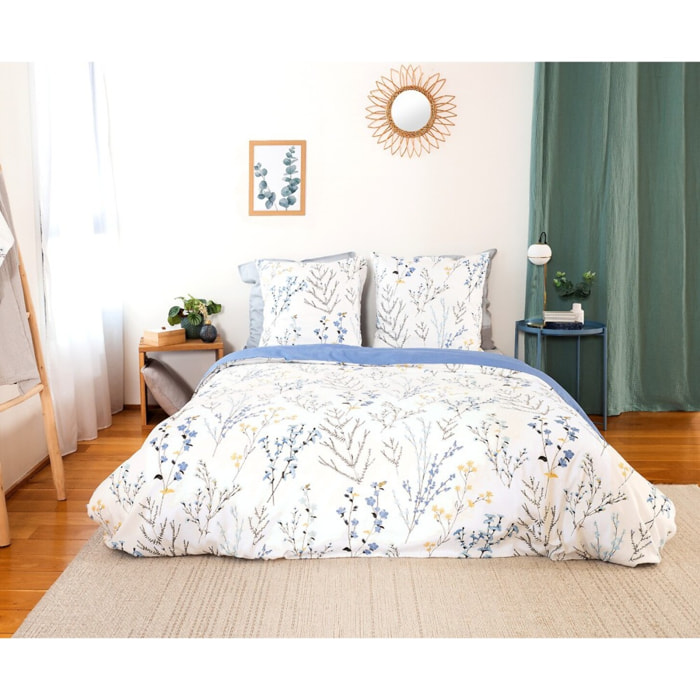 Parure housse de couette satin de coton blanc