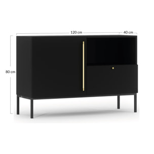 Felicia - buffet bas - noir - 1 porte, 1 tiroir et 1 niche - 120 cm - Noir