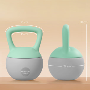 Pesa Rusa 10 kg, Soft Kettlebell Relleno de Arena Metálica y Mango Antideslizante, para Entrenamiento Culturismo en Casa, Gimnasio, Verde Menta y Gris