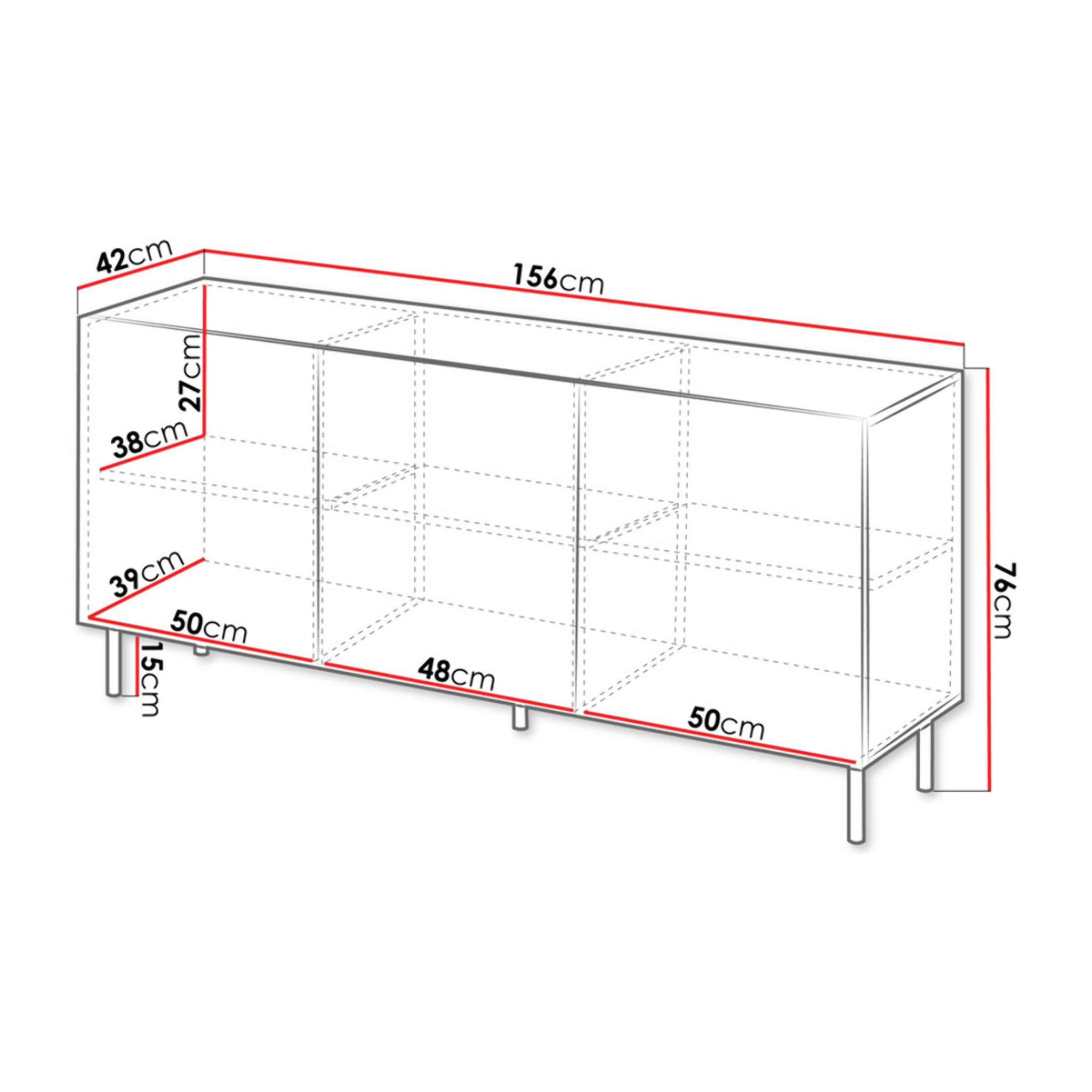 Timote - Buffet - écru - 3 portes - 156 cm - Écru