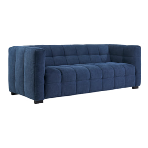 Canapé design 3 places en tissu effet velours texturé bleu foncé CORTO