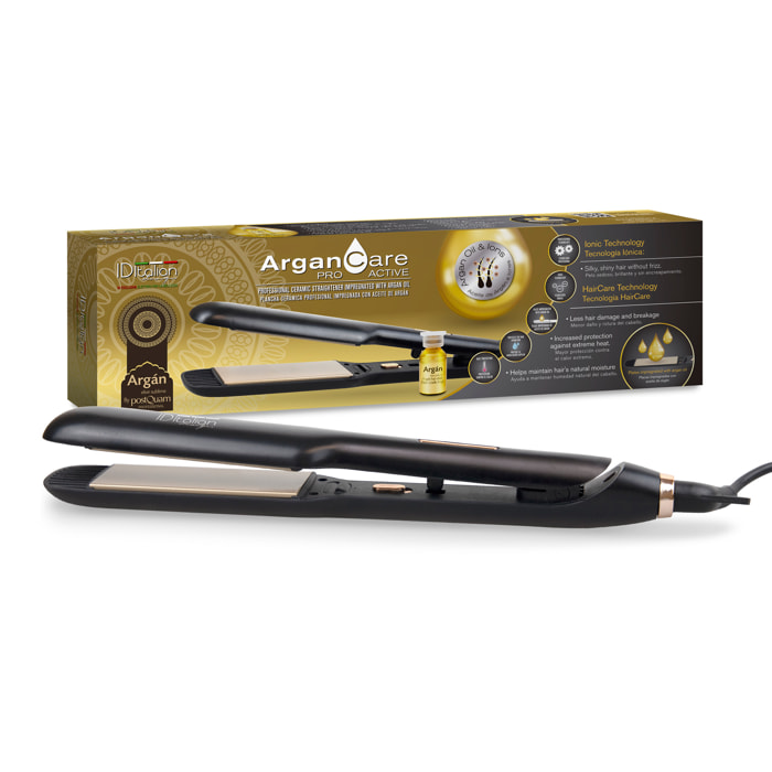 plancha de pelo profesional impregnada con aceite de argan