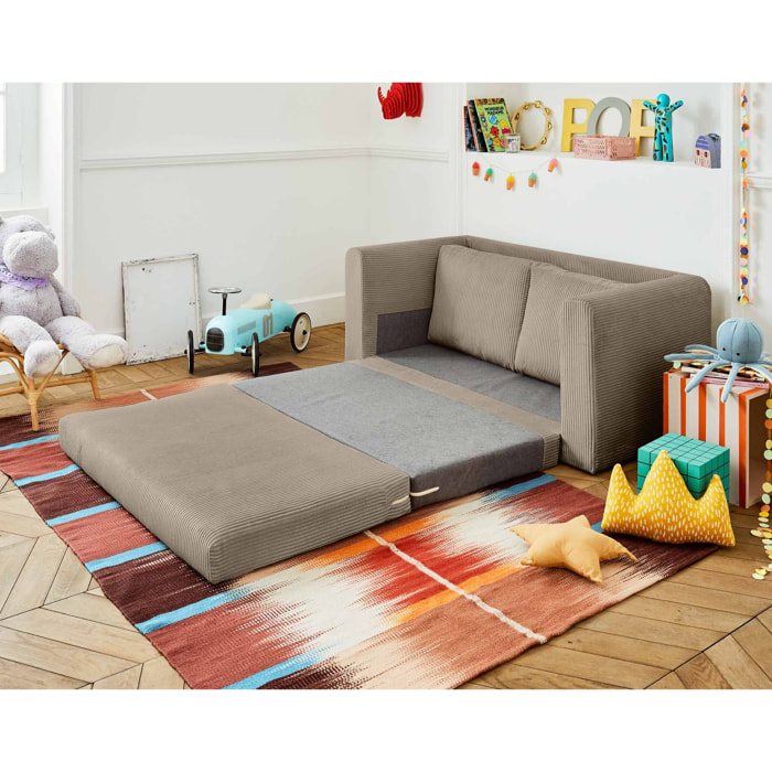 Marilia - canapé 2 places - convertible déplimousse - en velours côtelé - Taupe