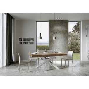 Mesa extensible 90x200/460 cm Volantis Roble Natural estructura blanco