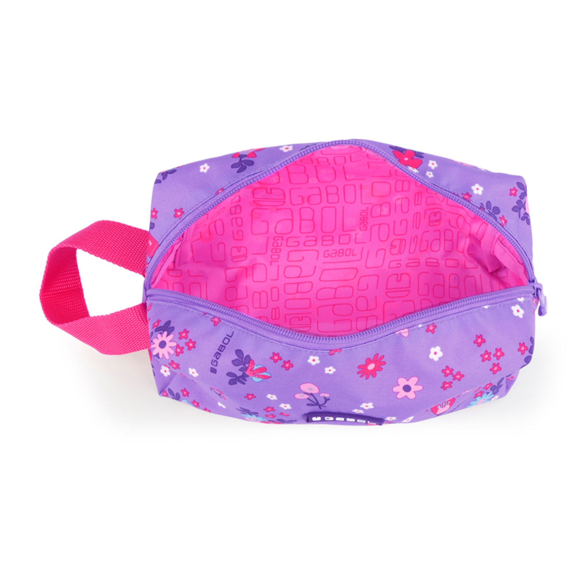 Estuche neceser Gabol VIOLET con flores y resistente al agua