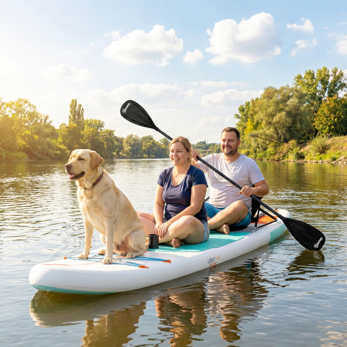 Tabla Paddle Surf Hinchable con Accesorios, 335 cm, Remo Convertible, Asiento, Aletas, Stand Up Paddle Board con Superficie Antideslizante, Bomba, Mochila y Funda, Carga 180 kg, para Adultos