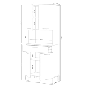Alacena cocina Colin 4 Puertas Blanco Artik (Blanco Mate) - Roble Canadian