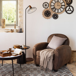 Fauteuil club "Stanis" effet cuir marron