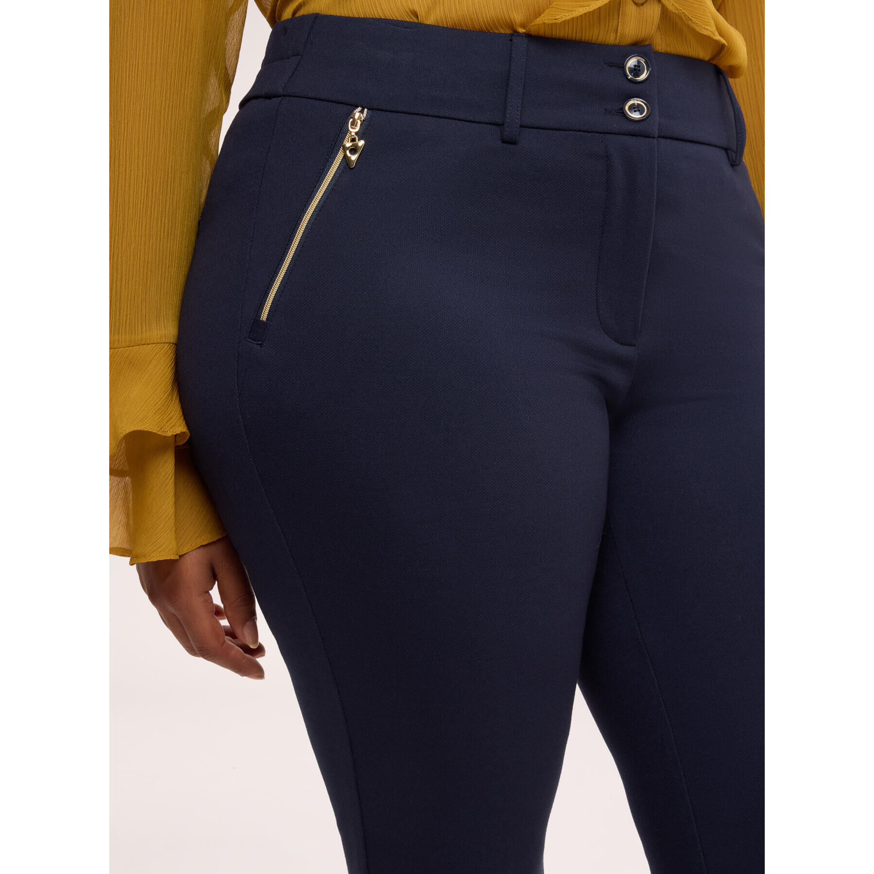 Fiorella Rubino - Pantalones Kick Flare en Punto Milano - Azul