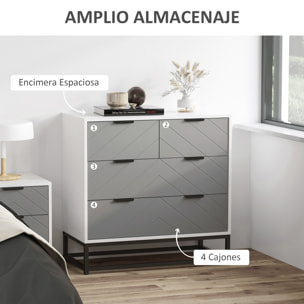 Cómoda de Noche para Dormitorio de Madera y Metal 80x40x79 cm