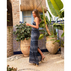 Vestido midi estampado con escote halter regulable