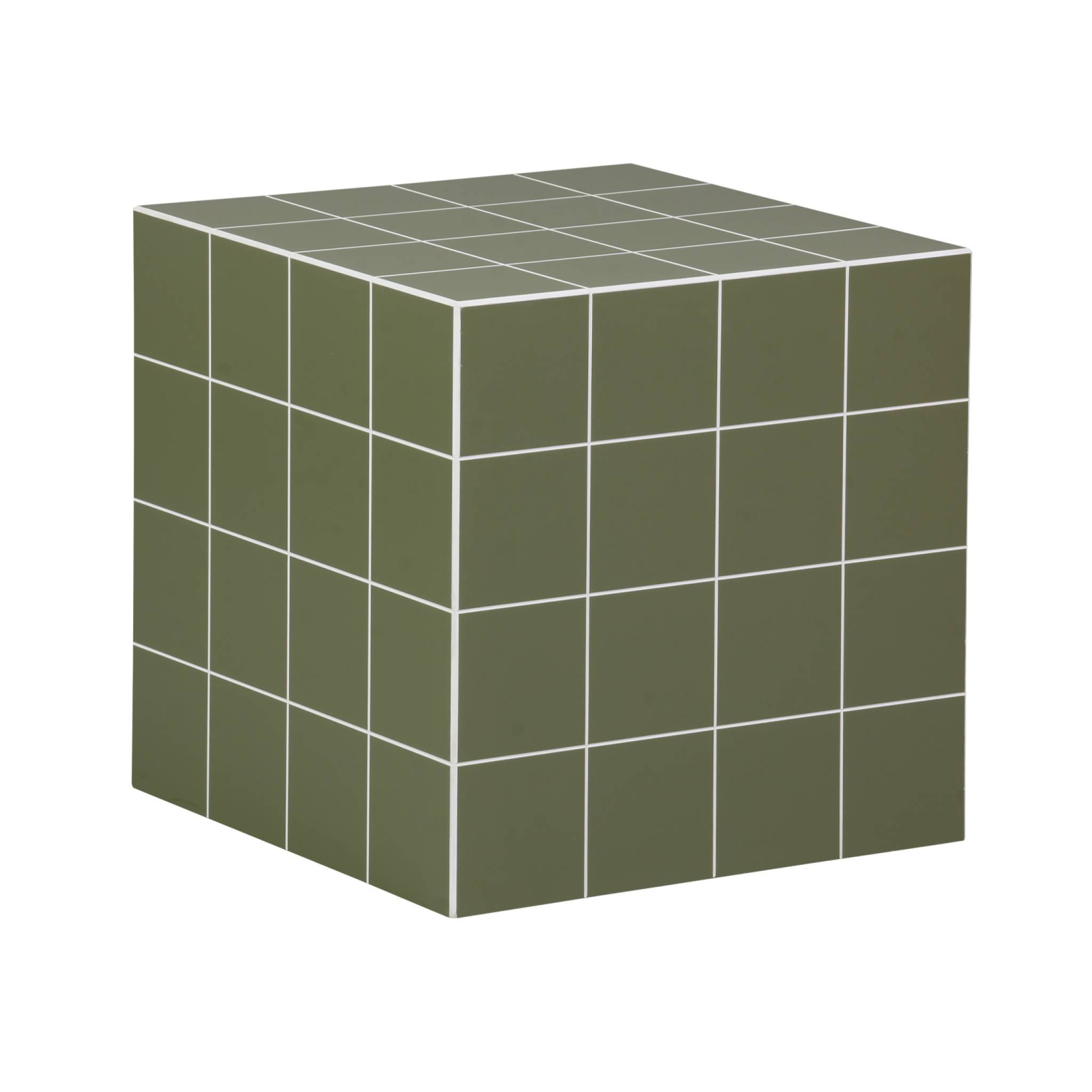 Table basse. table d'appoint cubique imitation carreaux de ciment kaki 40x40cm - Kubeeek