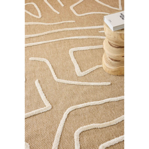 PALMA - Tapis aspect jute à motif en relief - Blanc