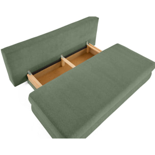 Nora - canapé 3 places convertible avec coffre en tissu texturé - Vert