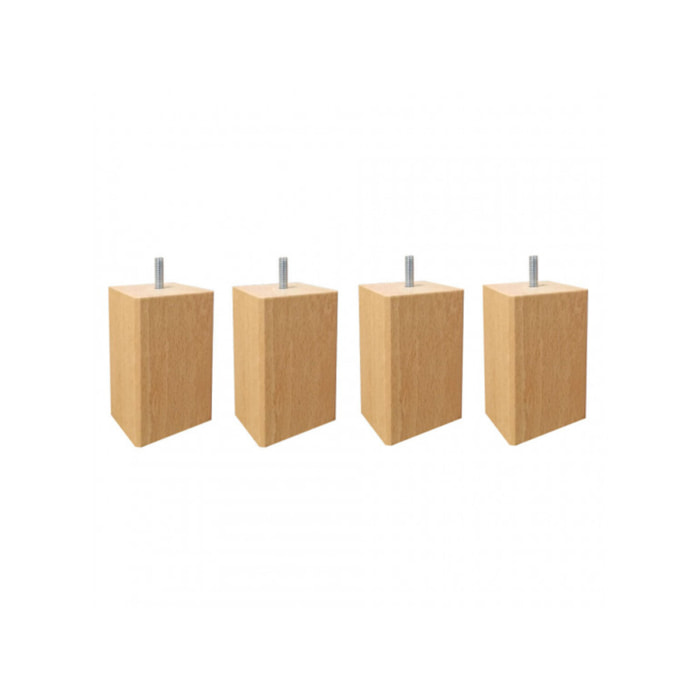Pieds de lit 15 cm carrés en bois - lot de 4 - EDDY