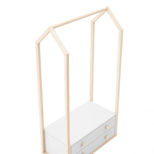 Perchero juvenil con 2 cajones en blanco y oak soft 80x170 cm Misty Breeze Blanco - Oak Soft