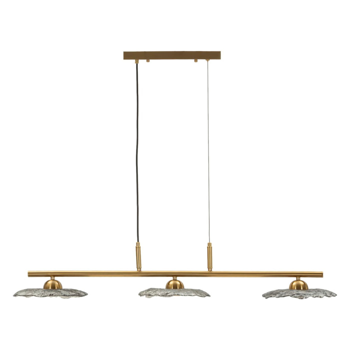 LAMPADARIO EMILY 3 LUCI VETRO GRIGIO CM 100X24X18