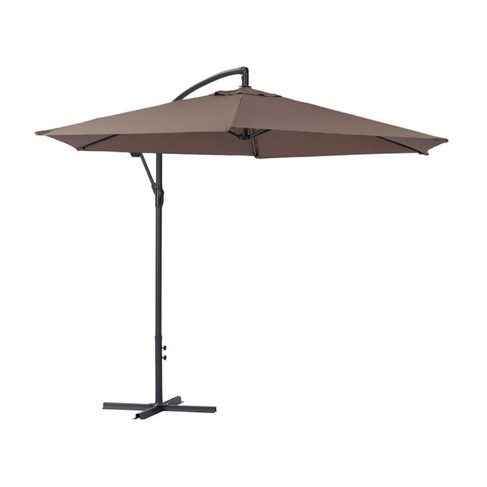 Parasol jardin déporté Alu "Ilios" - Rond - Ø 3 m - Taupe