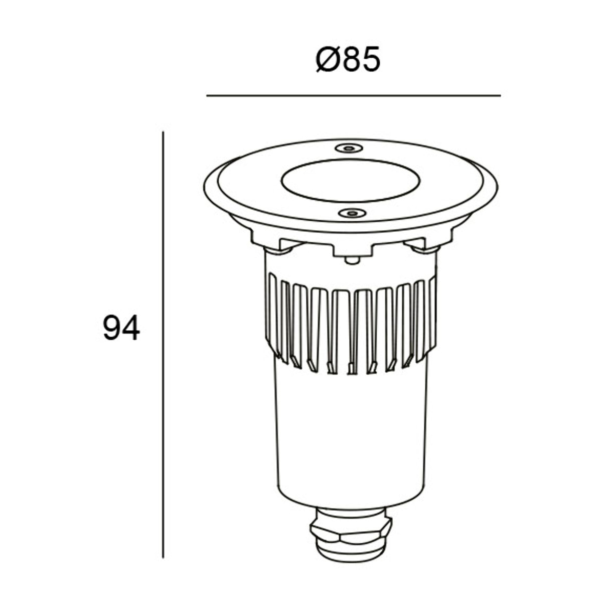 Ledsc4 - Empotrable de suelo Gea Power LED Pro Ø85mm Efficiency Acero inoxidable AISI 316, Aluminio, Cristal Acero inoxidable AISI 316, Transparente