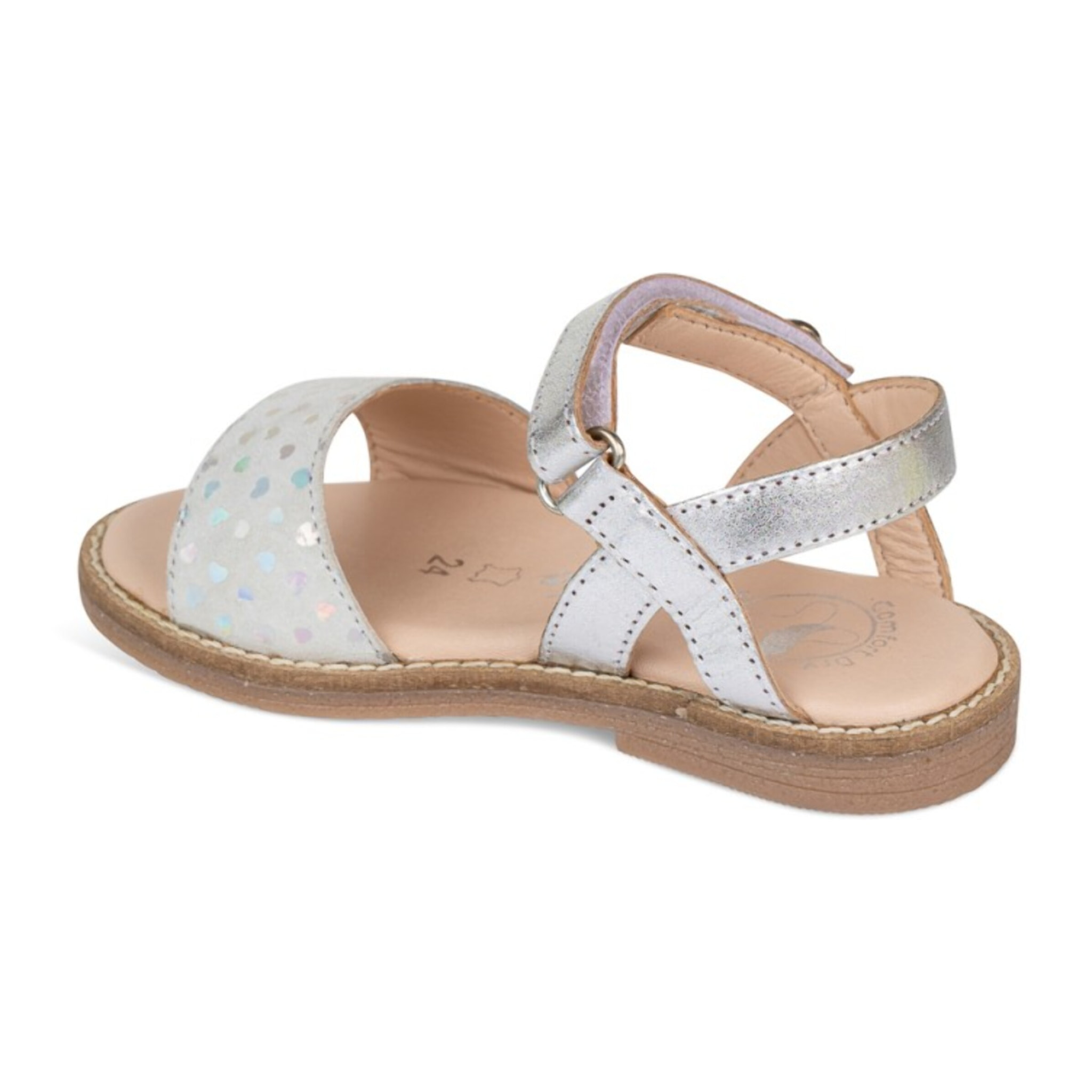 Sandalia Piel  Cabra. Velcro/Corazones