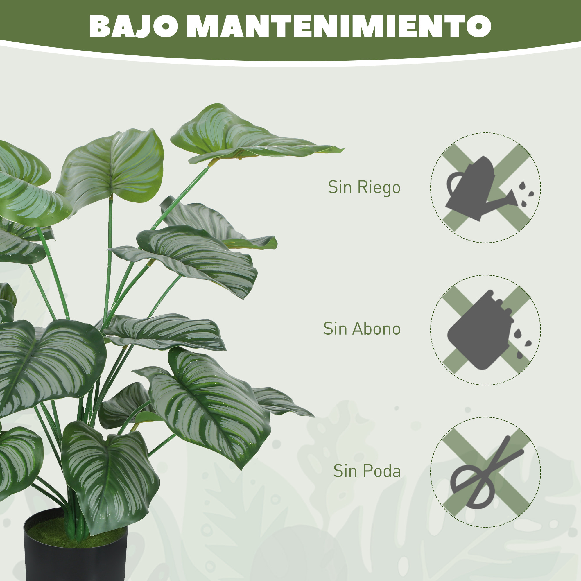 Conjunto de 2 Plantas Artificiales Decorativas 65 cm Plantas Artificiales con Maceta y Hojas para Interior Hogar Salón Oficina Verde