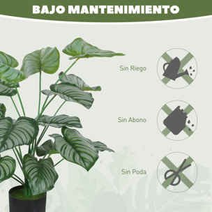 Conjunto de 2 Plantas Artificiales Decorativas 65 cm Plantas Artificiales con Maceta y Hojas para Interior Hogar Salón Oficina Verde