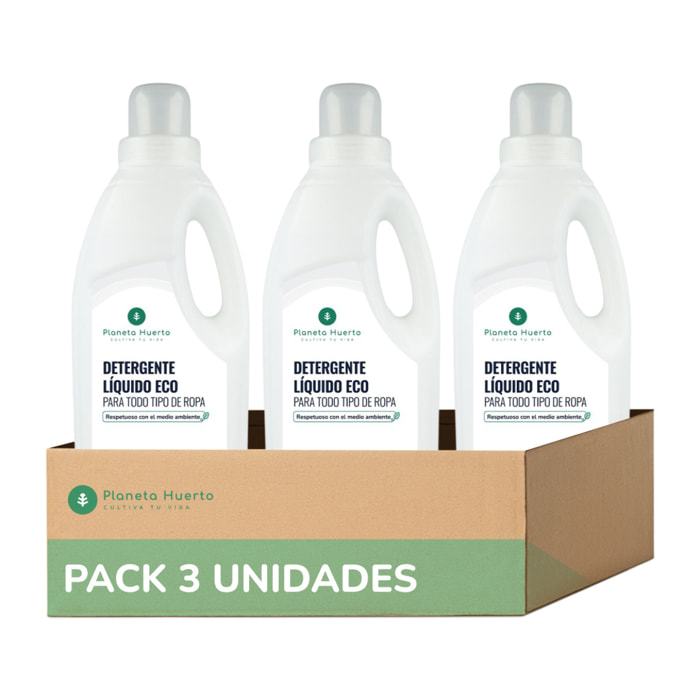 Pack 3xDetergente Líquido Ropa ECO Sín Perfume  Planeta Huerto 1,5 Litros