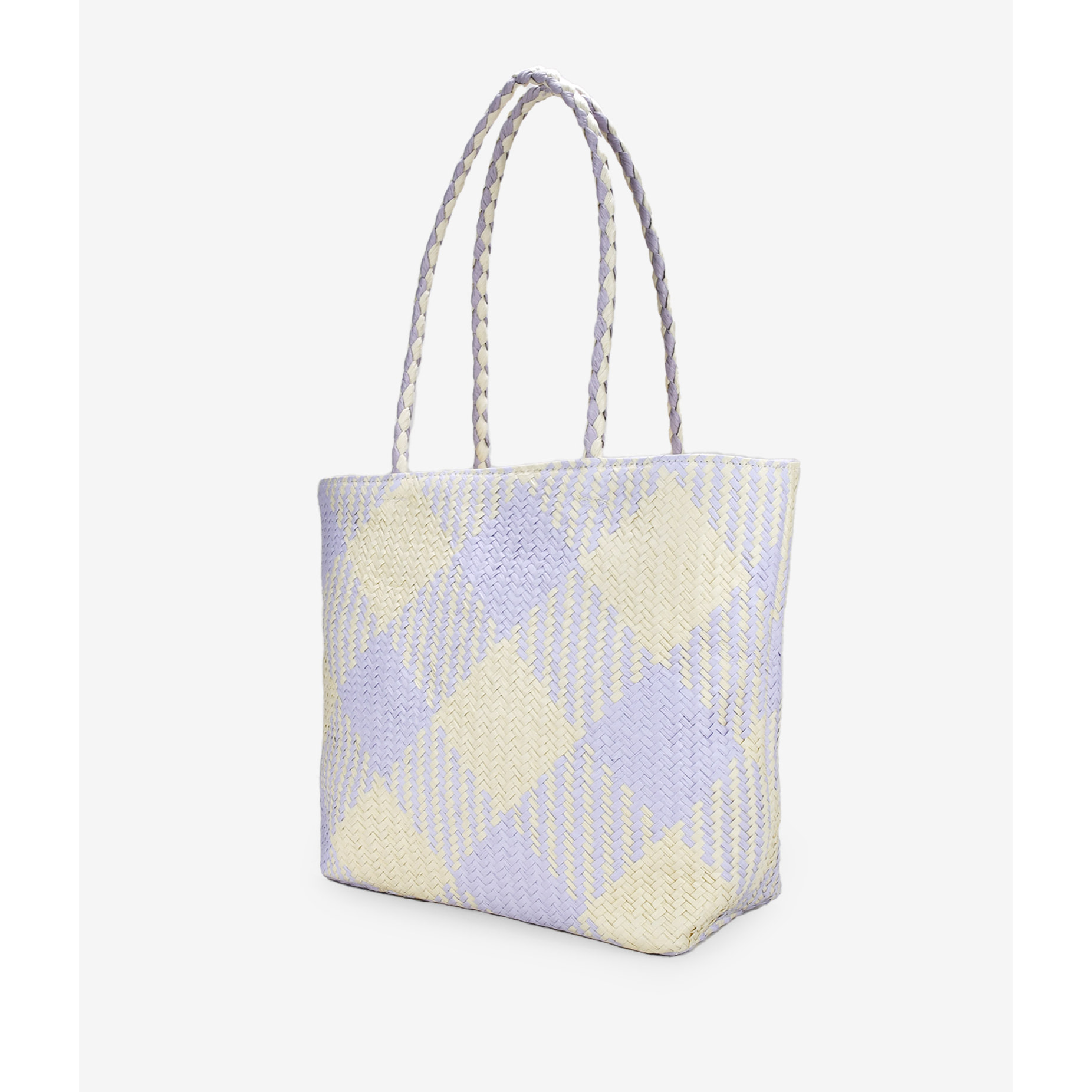 Bolso de hombro lila en rafia