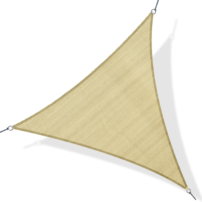 Voile d'ombrage triangulaire grande taille 4 x 4 x 4 m polyéthylène haute densité résistant aux UV coloris sable