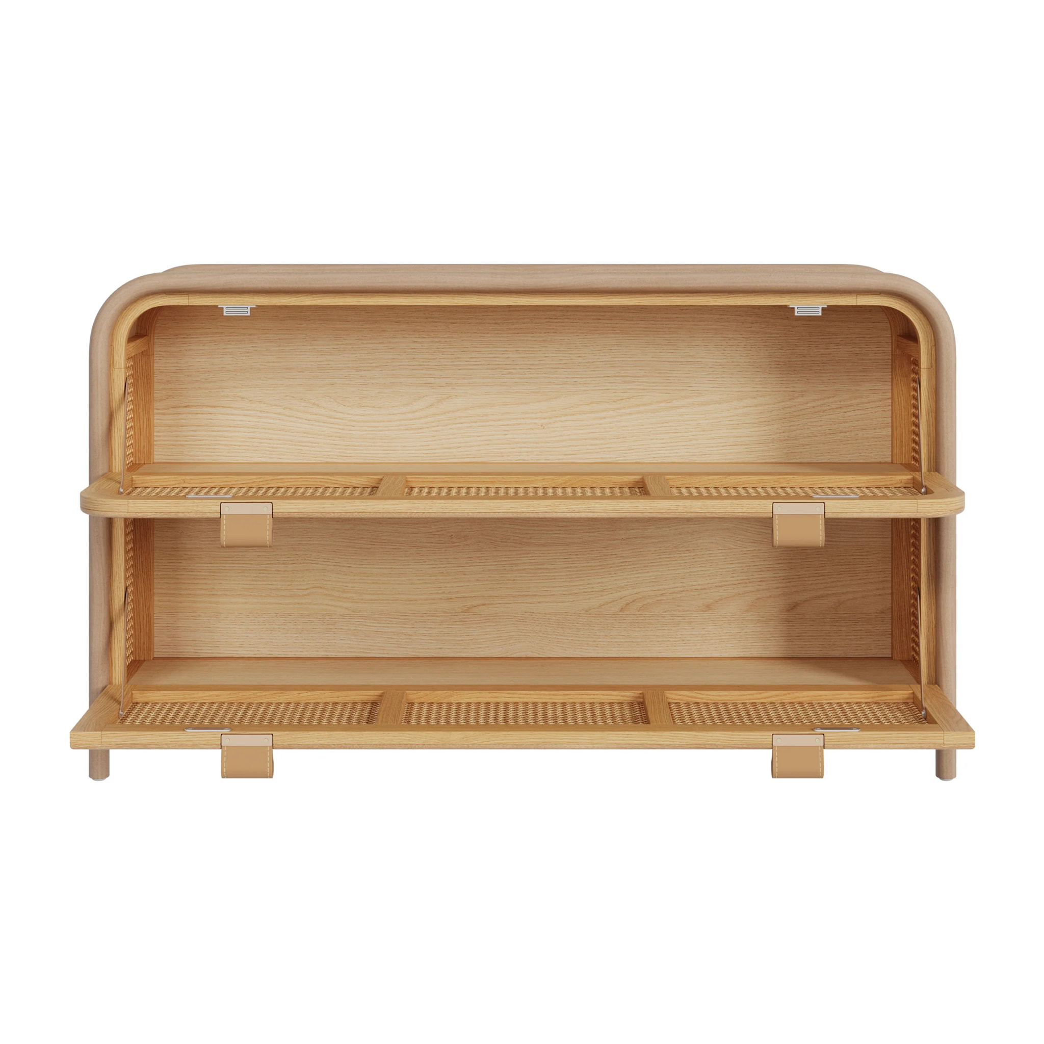 Commode en rotin et bois massif, 2 portes abattantes - Alata