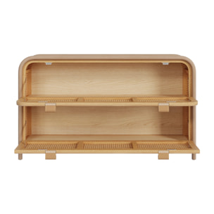 Commode en rotin et bois massif, 2 portes abattantes - Alata