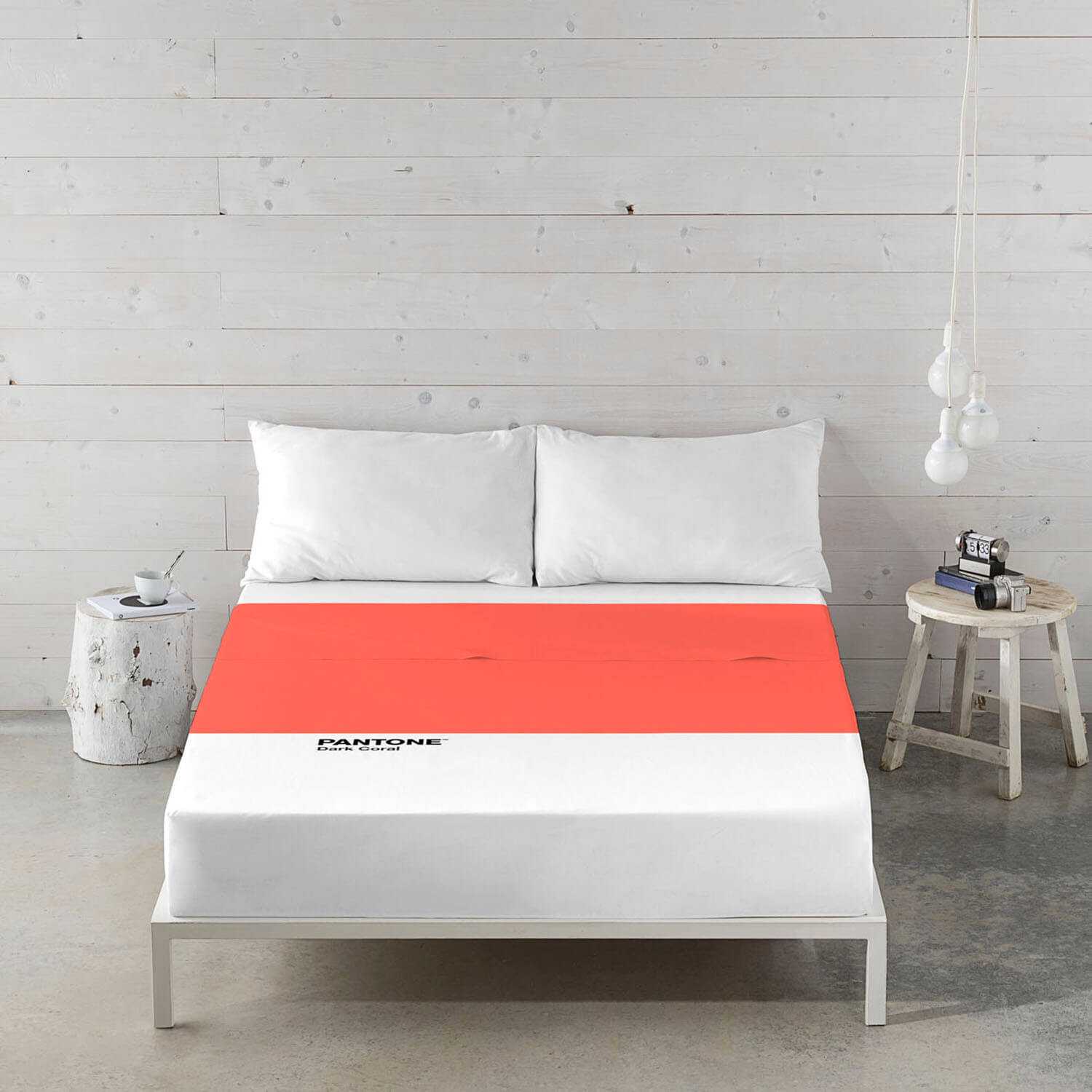 Pantone - Juego de Sábanas Estampadas - Incluye 1 o 2 Fundas de Almohada - 100% Algodón - Dark Coral