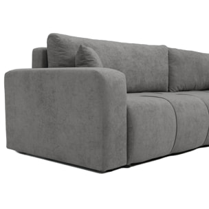 Nicole - Canapé d'angle réversible 5 places convertible avec coffre en tissu - Gris