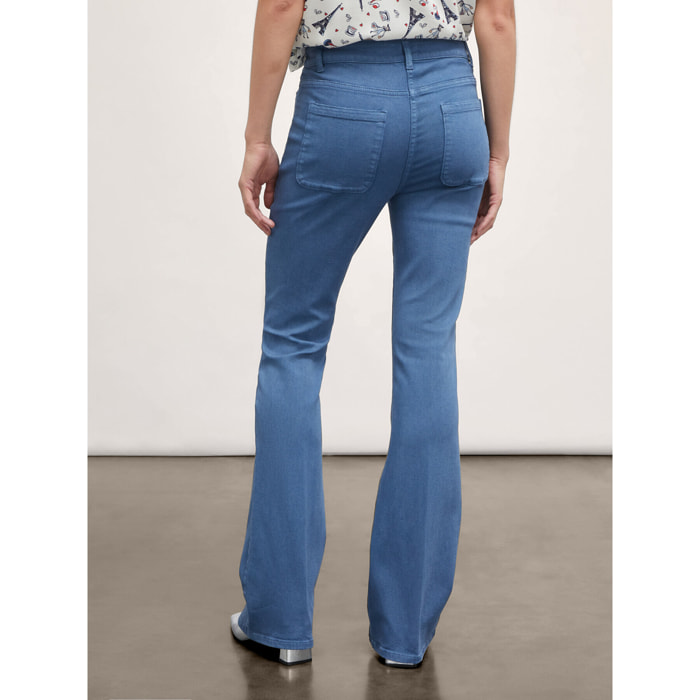 Motivi - Pantalones flare con bolsillos - Light - blue