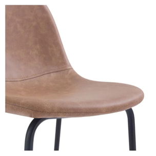 Lot de 2 chaises de bar 75 cm en cuir synthétique taupe - Henrik