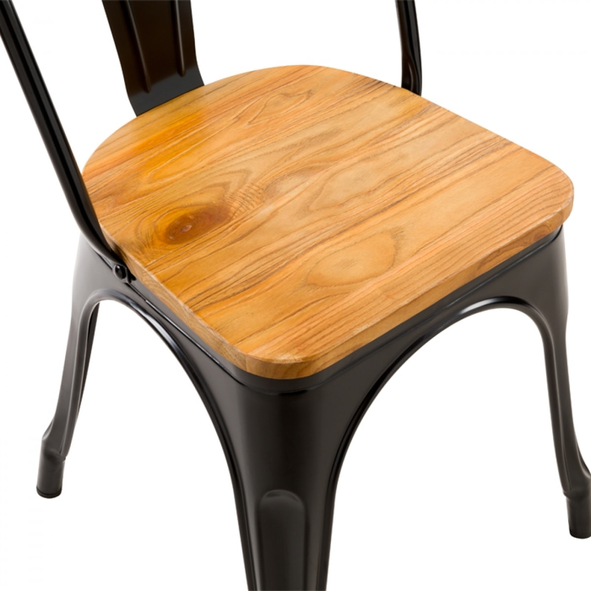 Lot de 2 chaises en métal noir et bois d'orme - Yoanna