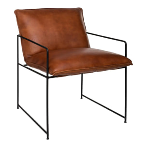 Fauteuil "Kanat" cognac - métal & cuir