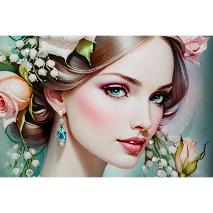 DIPINTO SU TELA LACCATO FANTASY C/CORNICE -A- CM 72X4X102