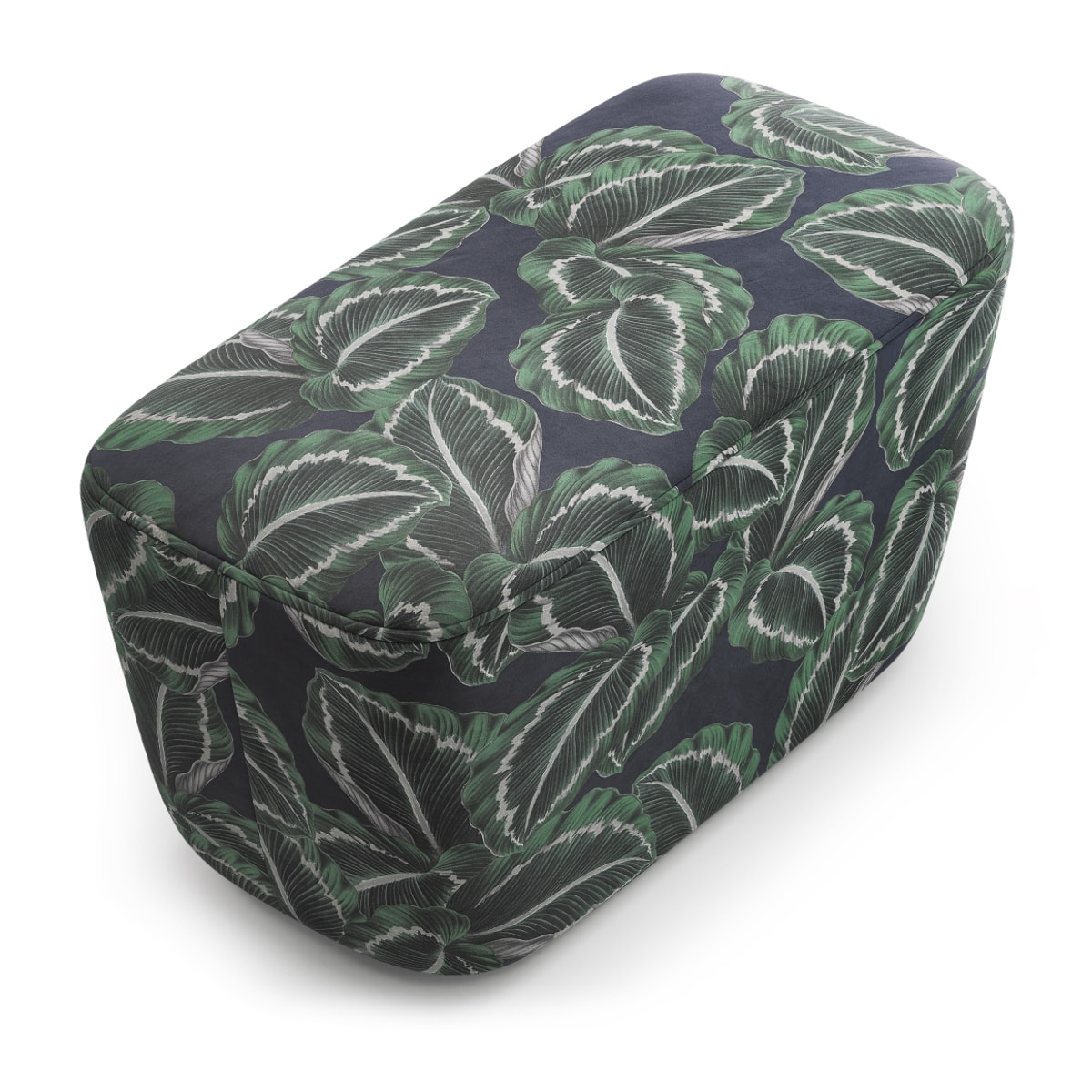 Pouf "Triana" en velours motif de la jungle