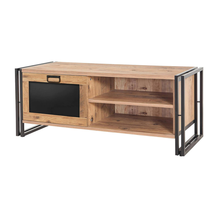 Mobile porta TV Dpetron, Credenza da soggiorno, Armadio basso per TV, Base parete attrezzata, 130x45h50 cm, Quercia e Nero