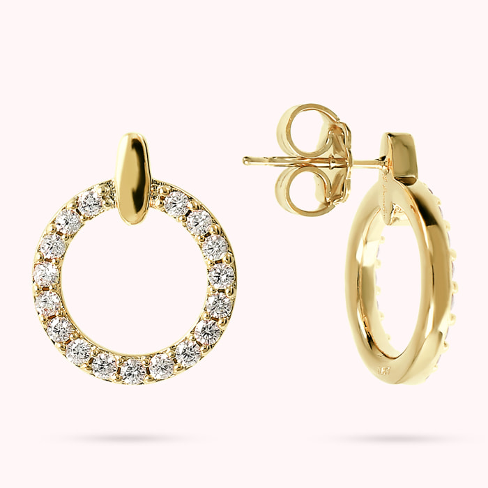 Orecchini Cerchi a Lobo Golden in Cubic Zirconia