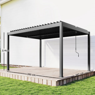 Pergola bioclimatique lames orientables aluminium gris foncé
