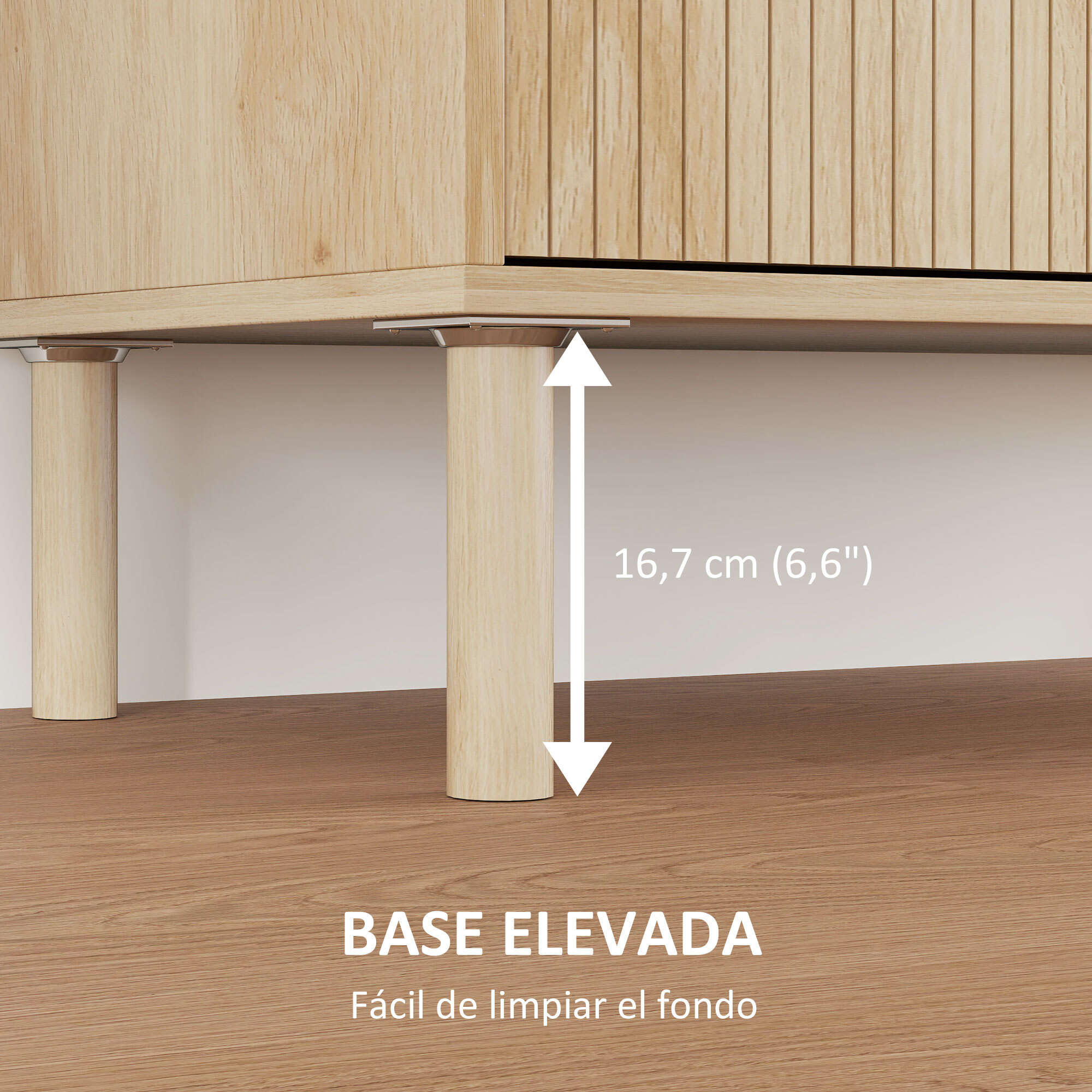 Aparador de Salón Aparador con Estante Ajustable 2 Puertas Sistema Anti-vuelco y Patas de Madera de Pino para Comedor Pasillo 78x40x77,5 cm Roble