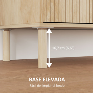 Aparador de Salón Aparador con Estante Ajustable 2 Puertas Sistema Anti-vuelco y Patas de Madera de Pino para Comedor Pasillo 78x40x77,5 cm Roble