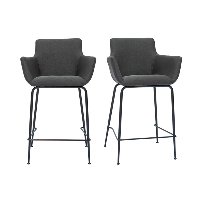 Tabourets de bar en tissu gris anthracite H65 cm (lot de 2) CARLIE