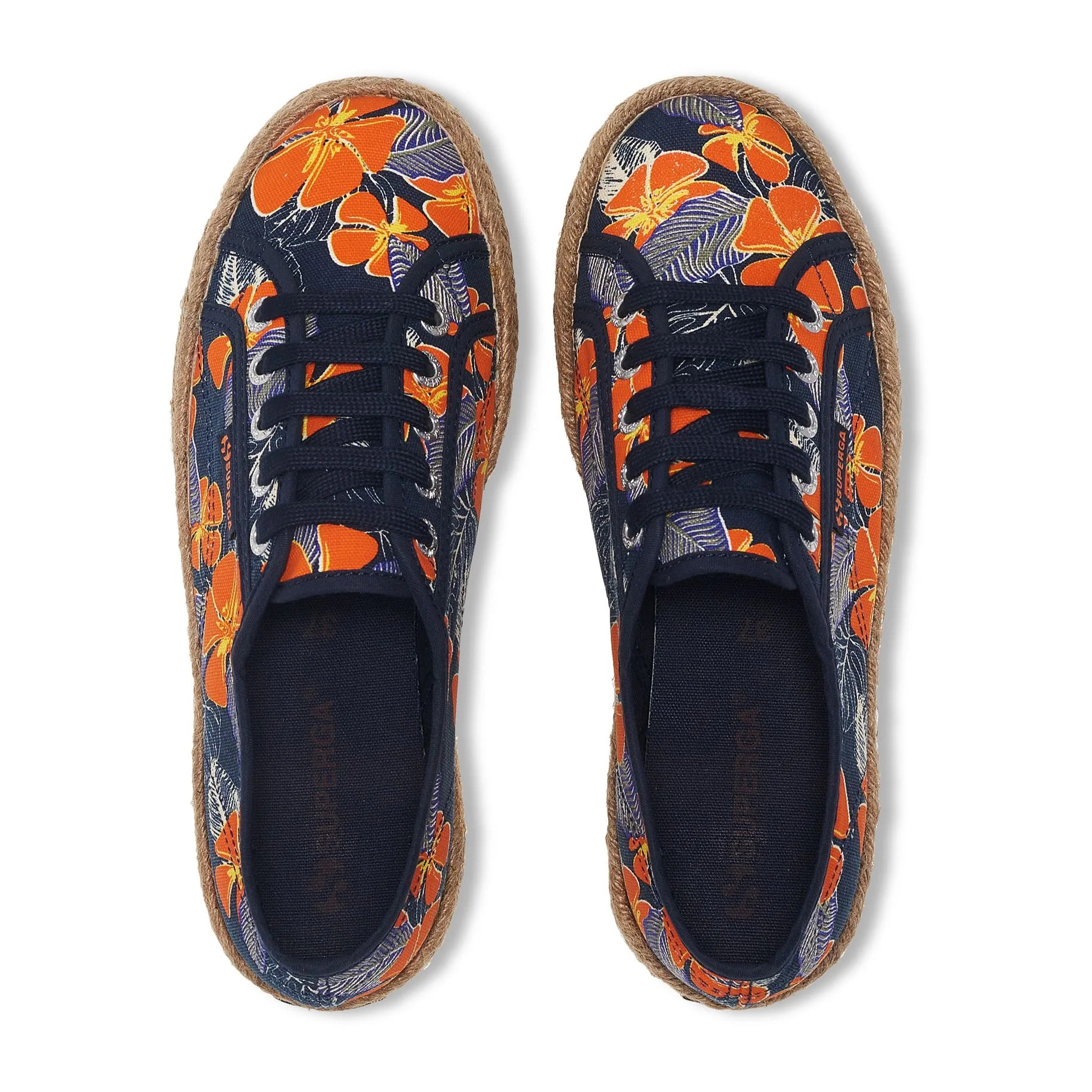 Superga - Zapatos de mujer Mujer Azul - 2730 ROPE HIBISCUS FLOWER PRINT