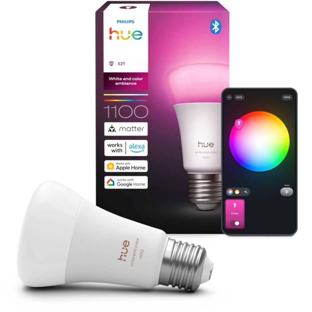 Ampoule LED connectée PHILIPS HUE E27 White&Color Ambiance 75W